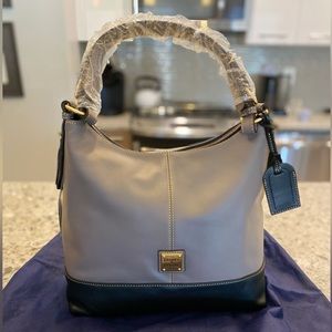 New with tags Dooney Bourke Sophie Hobo grey and black leather bag with wallet